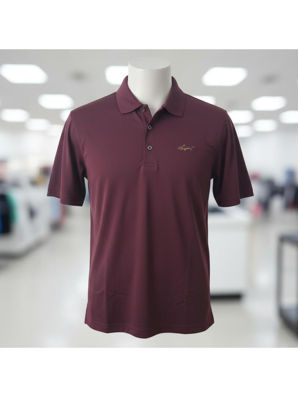 Greg Norman for Tasso Elba Five Iron Play Dry Polo Shirt - Burgundy, Size S